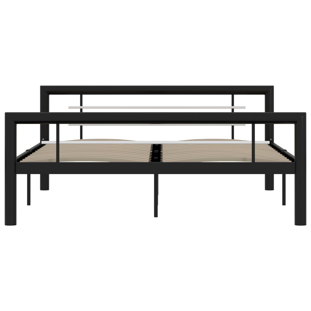 Thumbnail - vidaXL Bettgestell Schwarz und Weiß Metall 160×200 cm