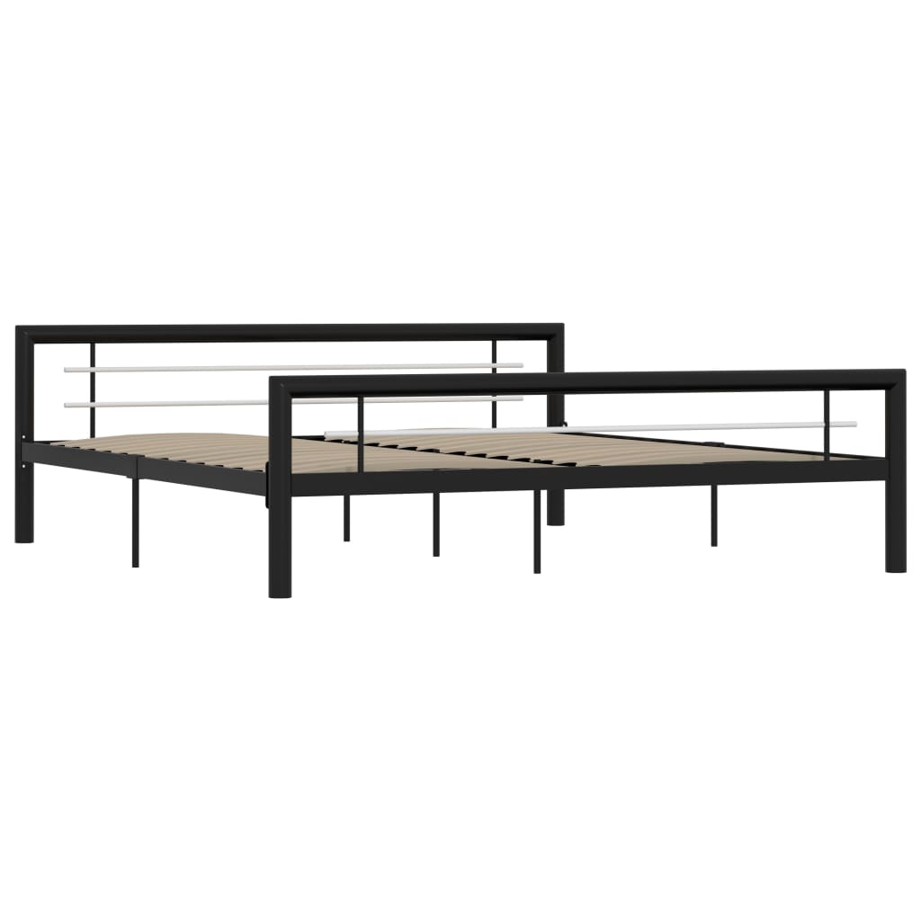 

vidaXL Bedframe metaal zwart en wit 180x200 cm