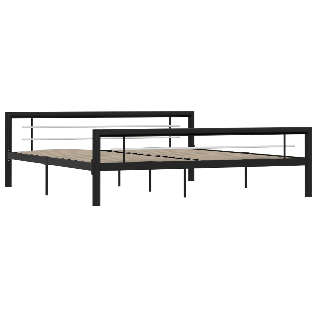 vidaXL Cadru de pat, negru și alb, 180 x 200 cm, metal