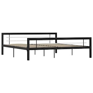 vidaXL Cadre de lit sans matelas noir et blanc m&eacute;tal 180x200 cm
