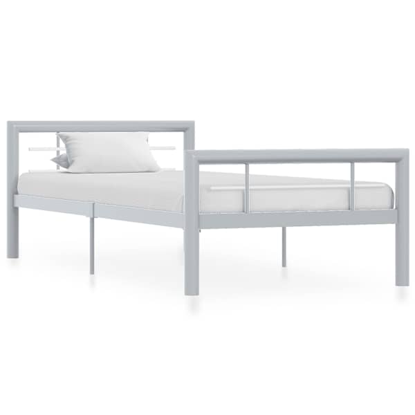 vidaXL voodiraam, hall ja valge, metall, 100 x 200 cm