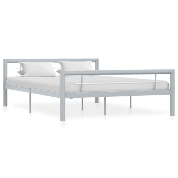 vidaXL voodiraam, hall ja valge, metall, 120 x 200 cm