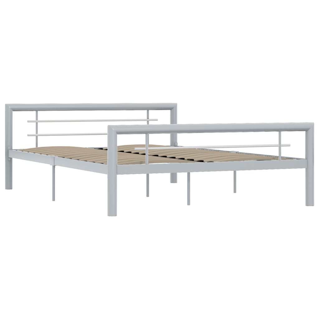 

vidaXL Bedframe metaal grijs en wit 120x200 cm