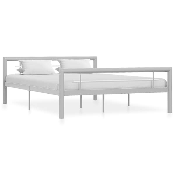 vidaXL voodiraam, hall ja valge, metall, 140 x 200 cm