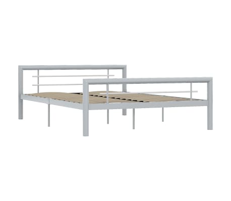 vidaXL Bed Frame Grey and White Metal 55 x 79 in Appealing Design