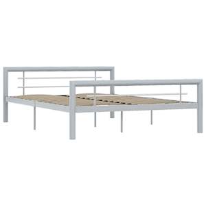 vidaXL Bed Frame Grey and White Metal 55 x 79 in Appealing Design