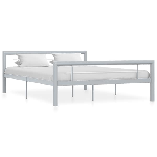 vidaXL voodiraam, hall ja valge, metall, 160 x 200 cm