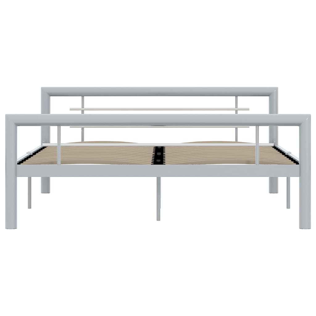 Thumbnail - vidaXL Bettgestell Grau und Weiß Metall 160 × 200 cm