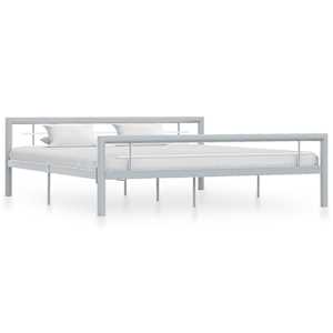 Posteljni okvir siv in bel kovinski 180x200 cm