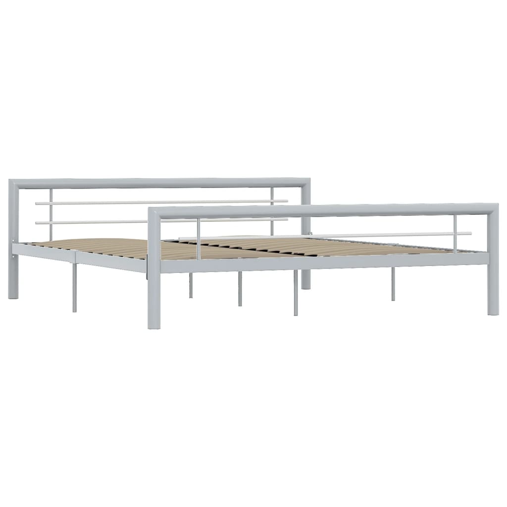 

vidaXL Bedframe metaal grijs en wit 180x200 cm