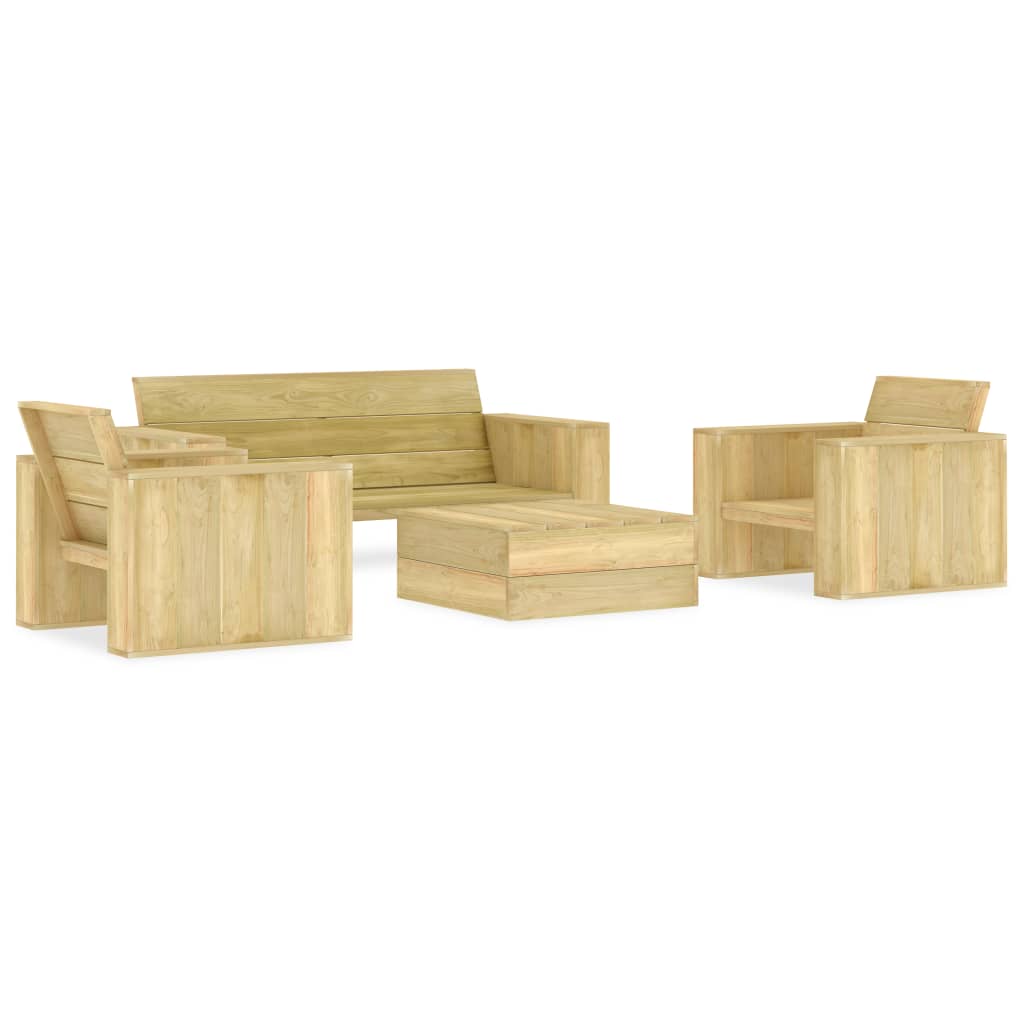 Komplet mebli ogrodowych drewnianych - 2 krzesła, ławka, stolik