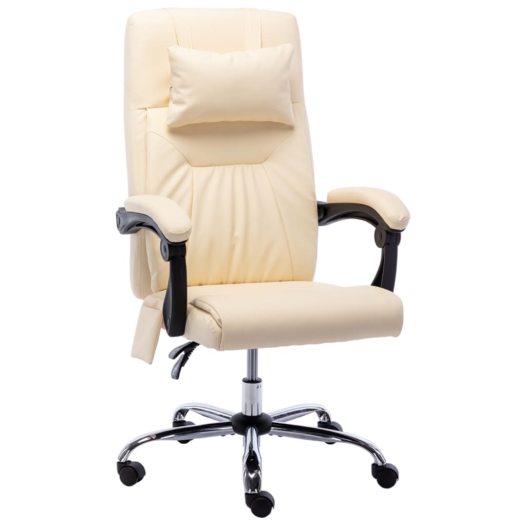 Masážní kancelářská židle krémová umělá kůže