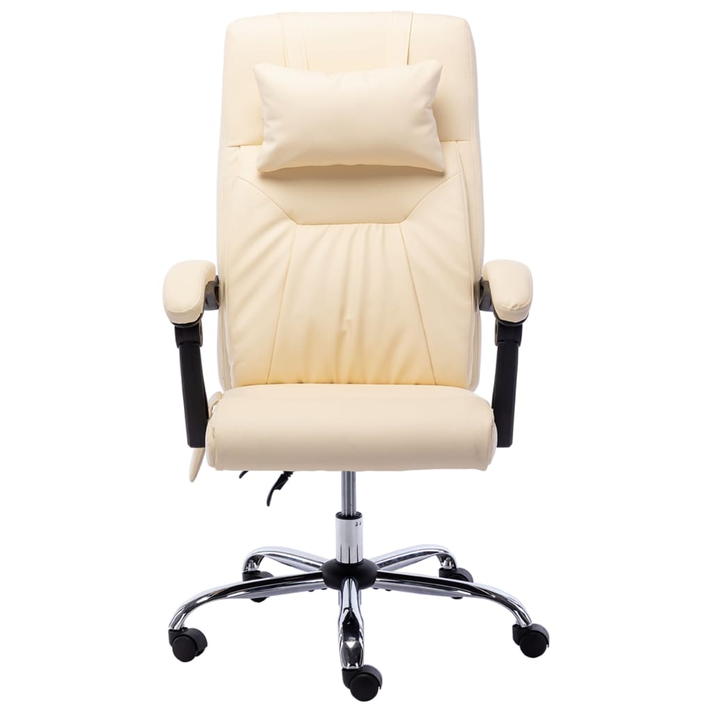 Masážní kancelářská židle krémová umělá kůže