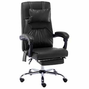 Masažni pisarniški stol črn umetno usnje