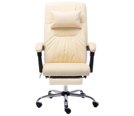 vidaXL Chaise de bureau de massage Crème Similicuir