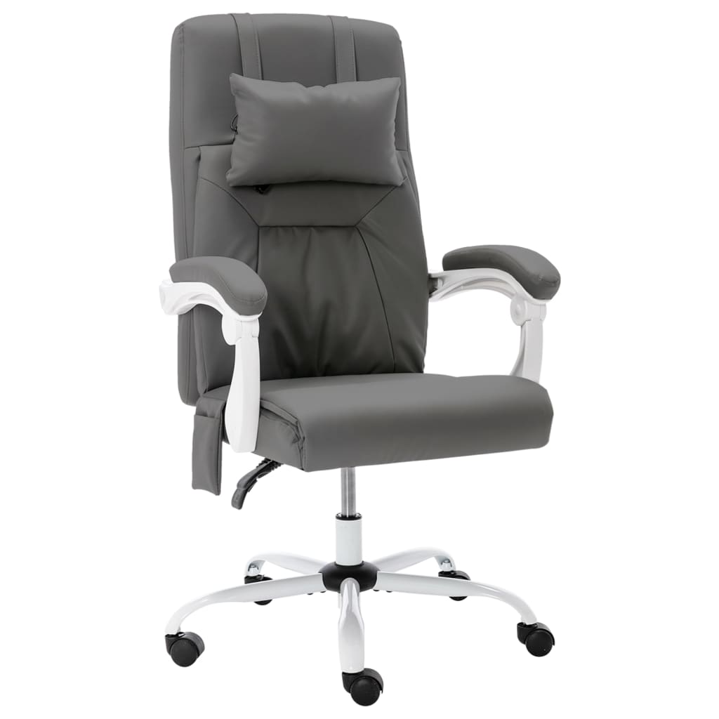 vidaXL Chaise de bureau de massage Gris Similicuir