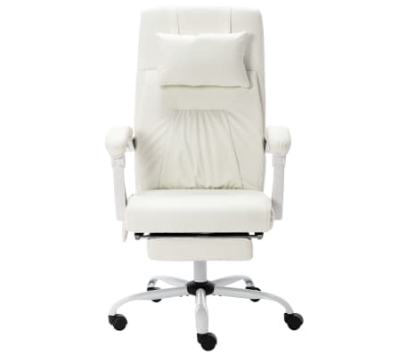 vidaXL Scaun de birou cu masaj, alb, piele ecologică