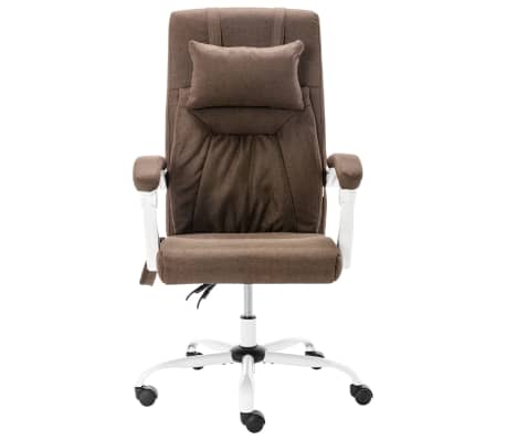 vidaXL Cadeira de escritório c/ função de massagem tecido castanho