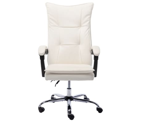 vidaXL Silla de oficina de cuero sintético color crema