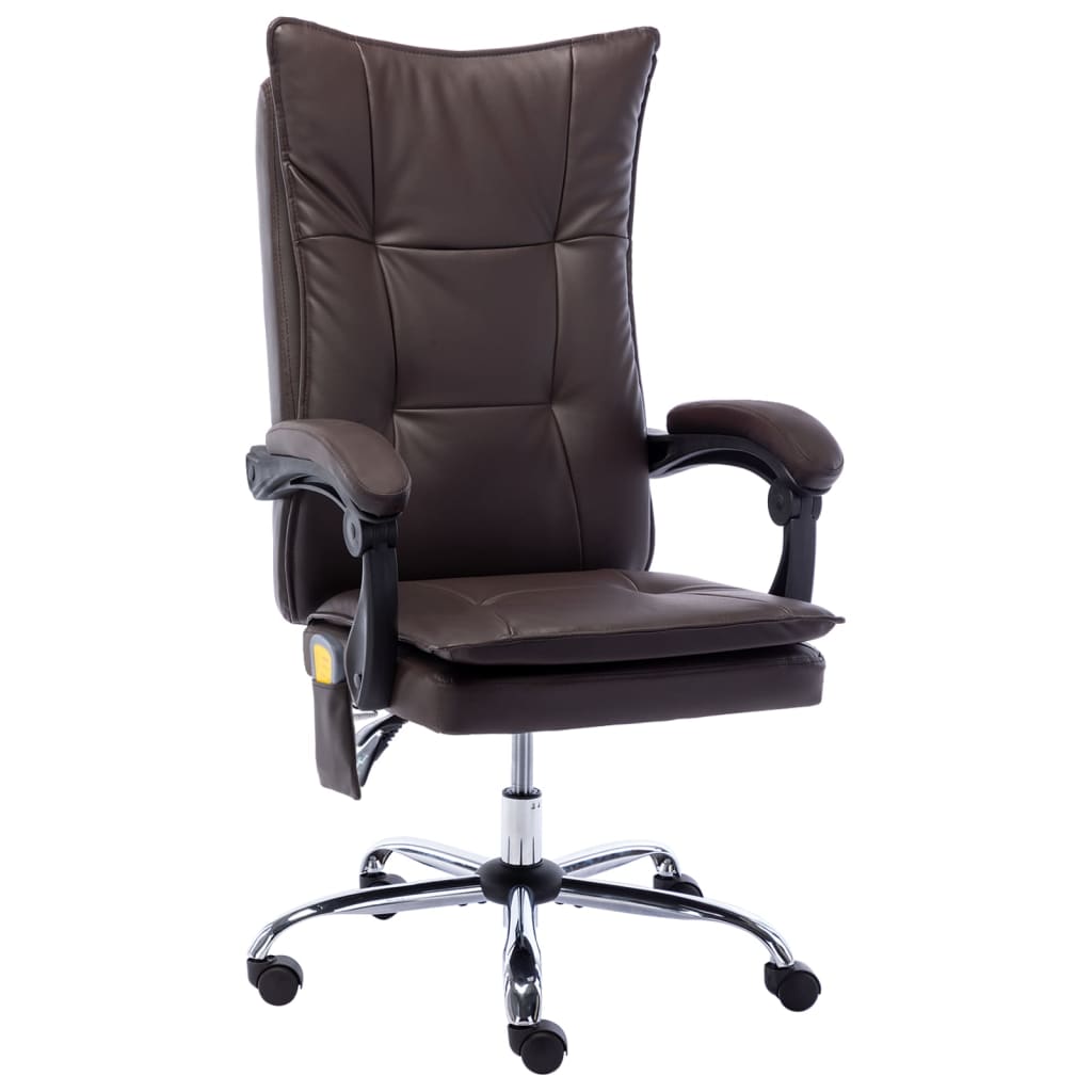 Masažinė biuro kėdė, rudos spalvos, dirbtinė oda