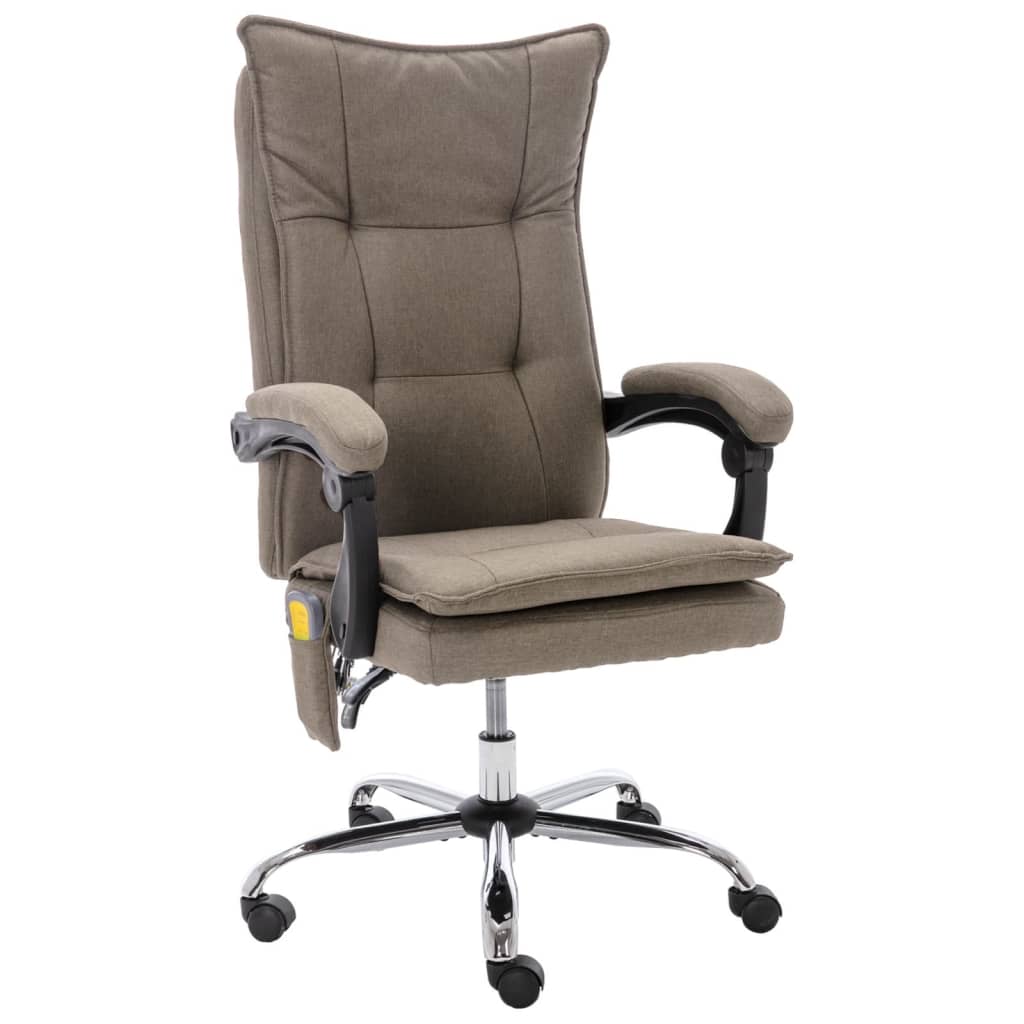 vidaXL Masážní kancelářská židle taupe textil