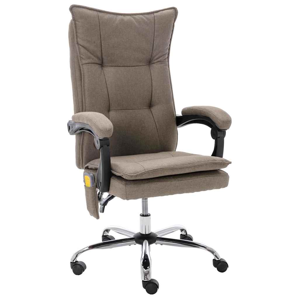 vidaXL Masážní kancelářská židle taupe textil