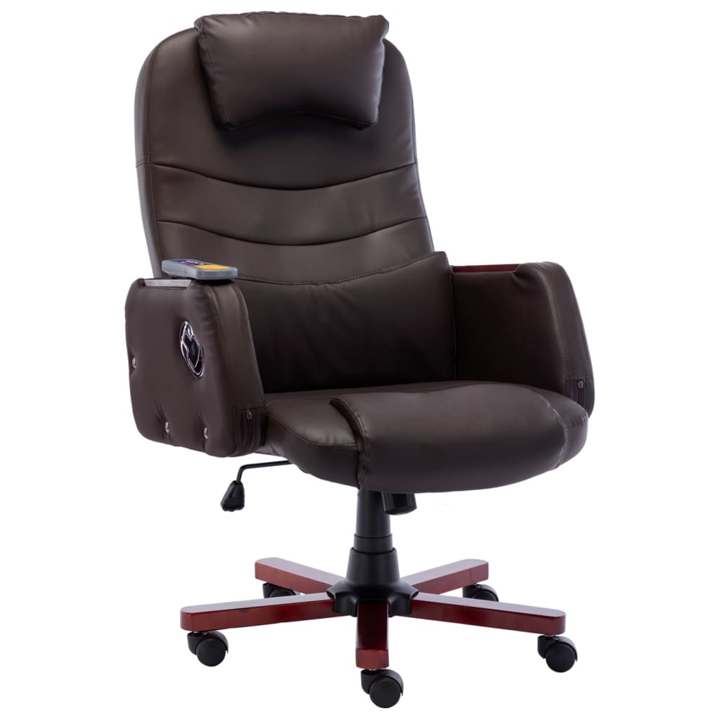 vidaXL Chaise de bureau de massage Marron Similicuir