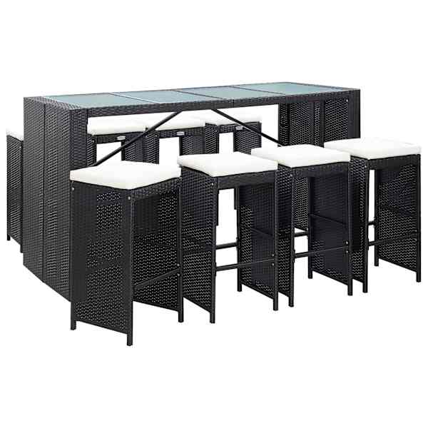 vidaXL 9-osaline v&auml;libaarikomplekt, pol&uuml;rotang, must