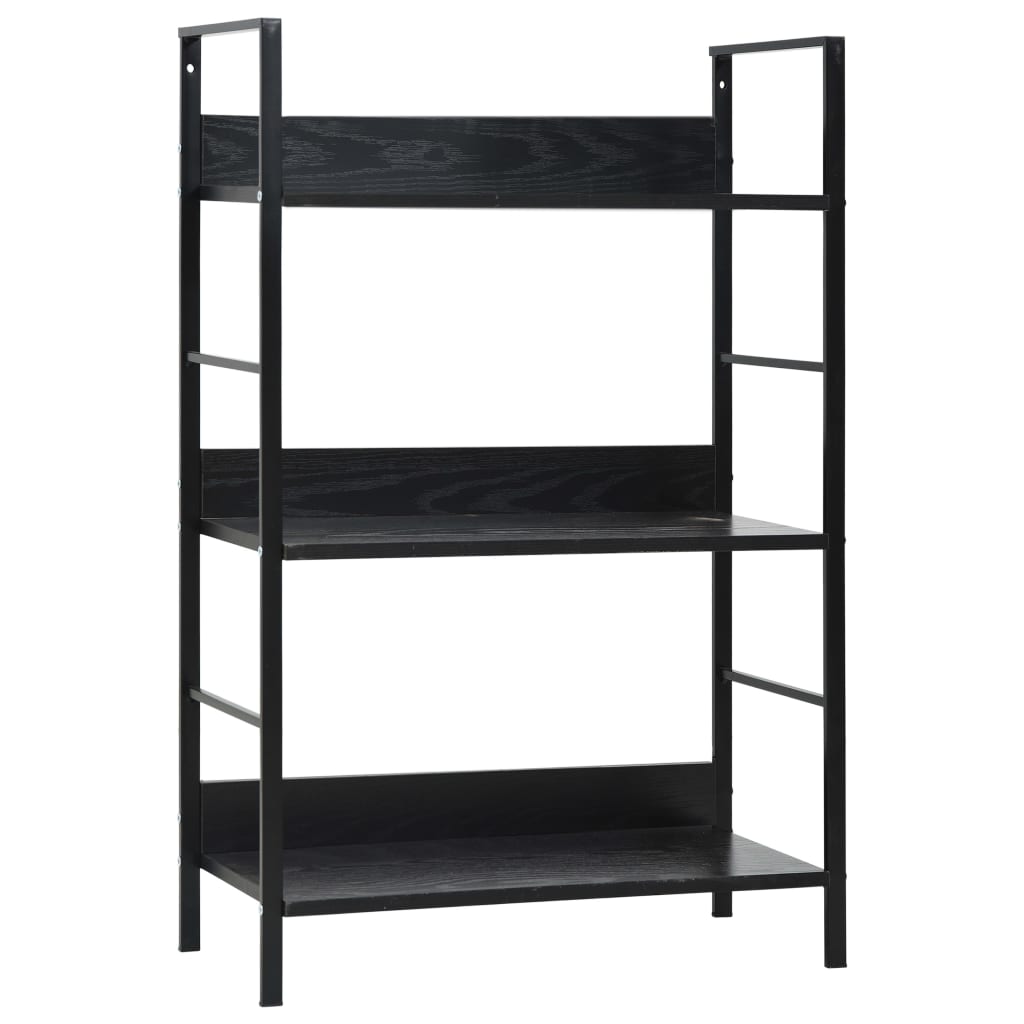 Image of vidaXL 3-Layer Book Shelf Black 60x27.6x90.5 cm Engineered Wood