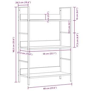 Knihovna se 3 policemi černá 60x27,6x90,5 cm kompozitní dřevo - obrázek 10