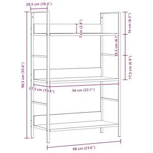 Knihovna se 3 policemi dub 60 x 27,6 x 90,5 cm kompozitní dřevo - obrázek 10