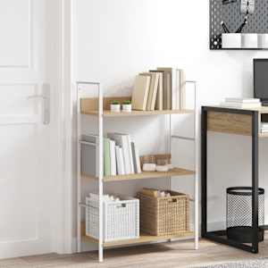 Knjižna polica 3-nadstropna hrast 60x27,6x90,5 cm inž. les