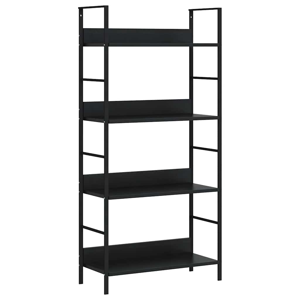 E-shop vidaXL Knižnica, 4 police, čierna 60x27,6x124,5 cm, kompozitné drevo