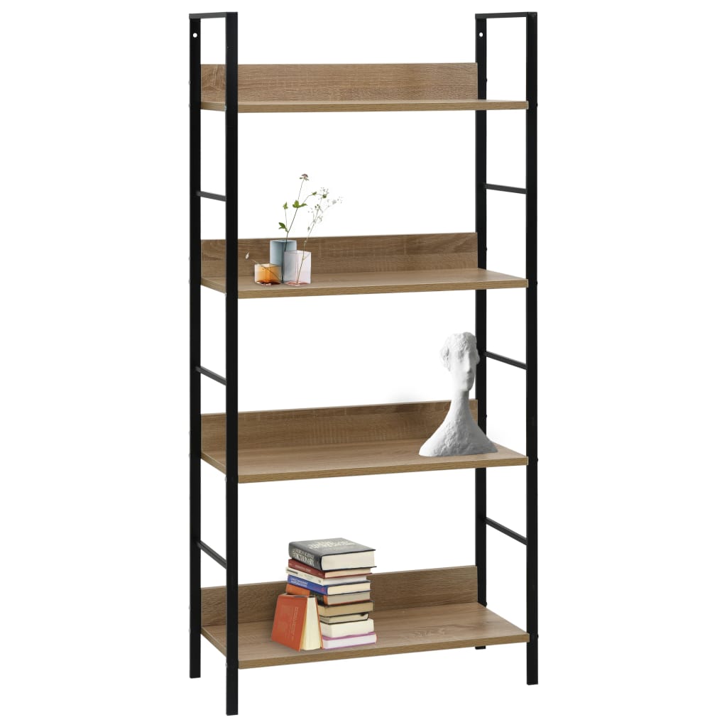 vidaXL Boekenkast 4 schappen 60x27,6x124,5 cm bewerkt hout eikenkleur afbeelding