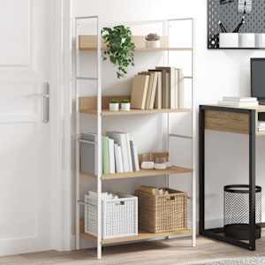 Knjižna polica 4-nadstropna hrast 60x27,6x124,5 cm inž. les