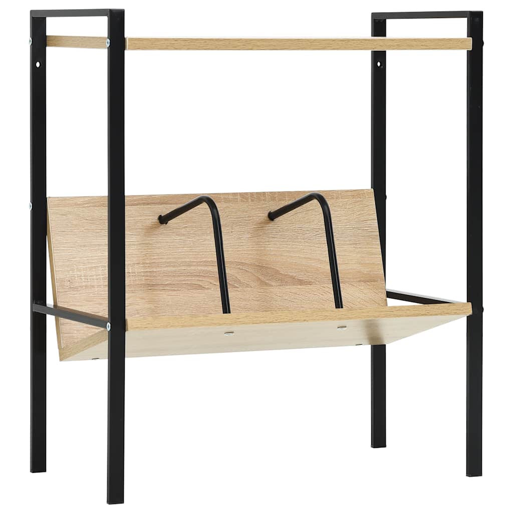 vidaXL Knihovna se 2 policemi černá a dub 52x28x59 cm kompozitní dřevo