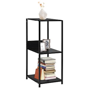 Majhna ravna knjižna polica črna 33,5x39,6x79,7 cm inž. les