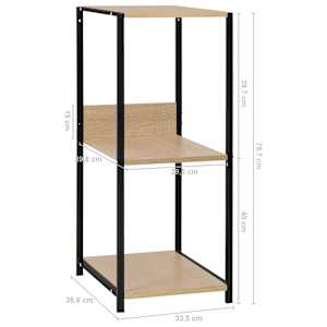 Malá rovná knihovna černá a dub 33,5 x 39,6 x 79,7 cm kompozit - obrázek 7