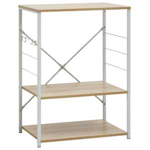 vidaXL mikrolaineahju kapp valge, tamm 60x39,6x79,5 cm tehispuit