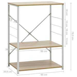 Skříňka na mikrovlnku bílá a dub 60 x 39,6 x 79,5 cm kompozit - obrázek 8