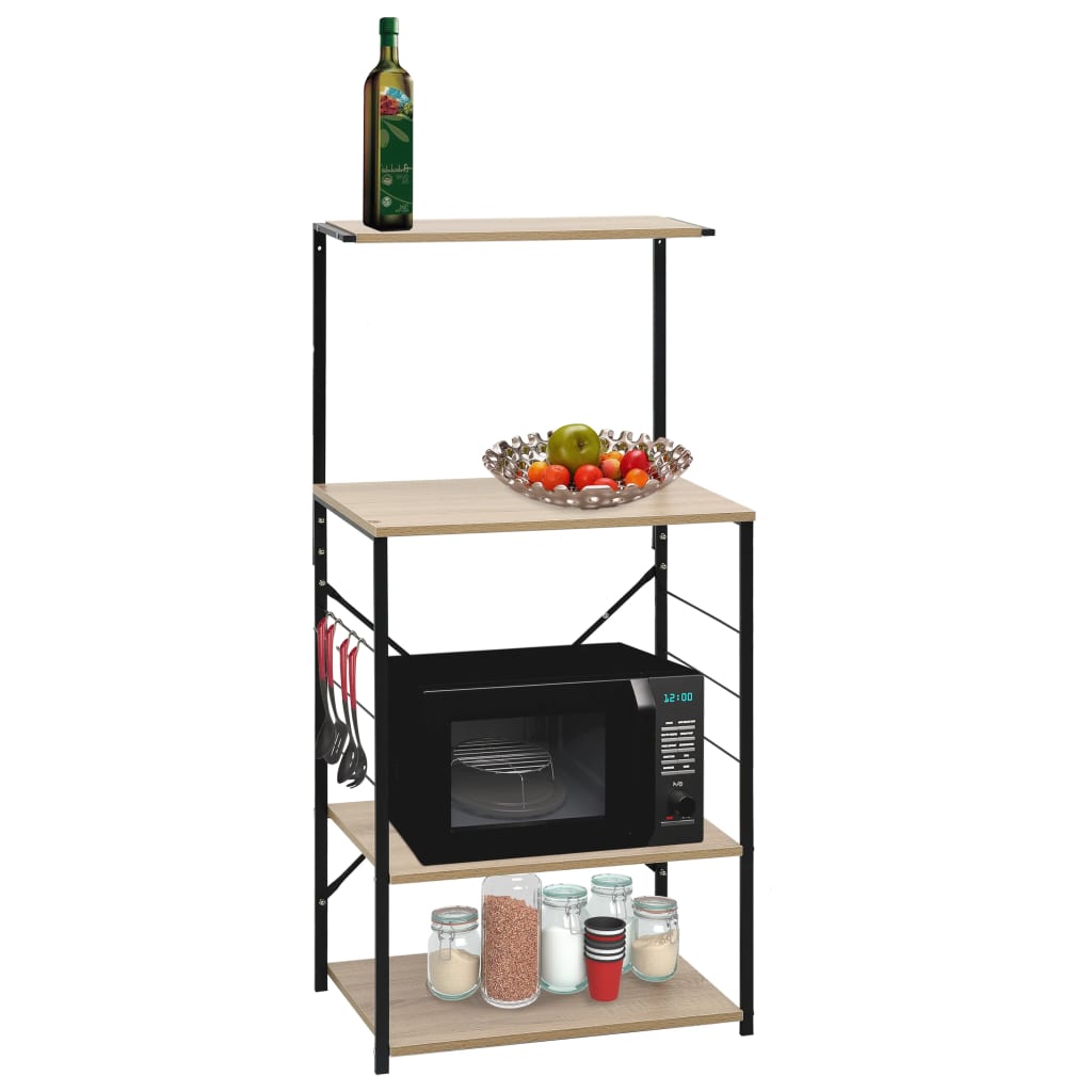  Microwave Cabinet Kitchen Utensil Rack Baker Shelf Engineered Wood vidaXL