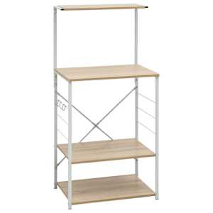 vidaXL mikrolaineahju kapp valge, tamm 60x39,6x123 cm tehispuit