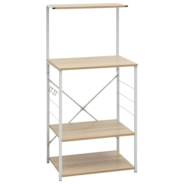 vidaXL mikrolaineahju kapp valge, tamm 60x39,6x123 cm tehispuit