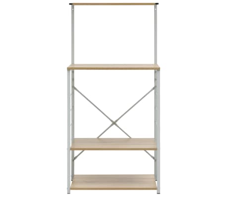 vidaXL Mikrowellenregal Wei&szlig; Eiche-Optik 60x39,6x123 cm Holzwerkstoff