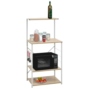Skříňka na mikrovlnku bílá a dub 60 x 39,6 x 123 cm kompozit - obrázek 1