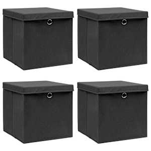 Úložné boxy s víky 4 ks černé 32 x 32 x 32 cm textil