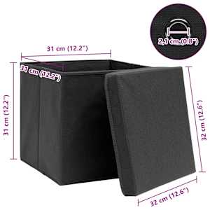 Úložné boxy s víky 4 ks černé 32 x 32 x 32 cm textil - obrázek 6
