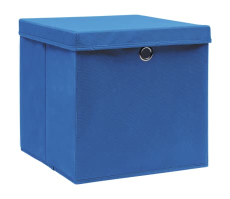 vidaXL Säilytyslaatikot kansilla 4 kpl sininen 32x32x32 cm kangas
