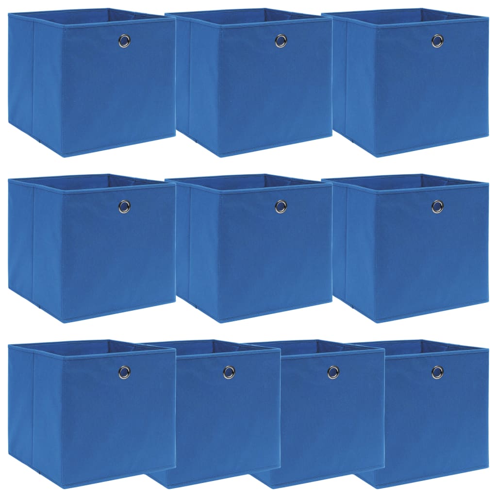 vidaXL Aufbewahrungsboxen 10 Stk. Blau 32x32x32 cm Stoff