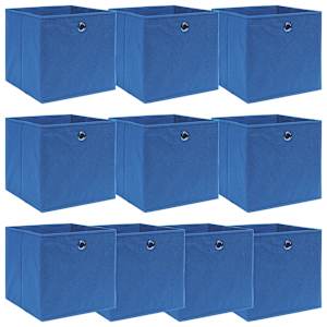 Úložné boxy 10 ks modré 32 x 32 x 32 cm textil - obrázek 1